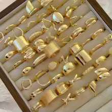 15Pieces Fashion Elegant Geometry Irregular Open Rings Set For Women Mix Style Simple Trendy Daily Jewelry Party Gifts
