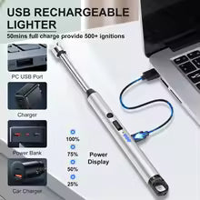 2 Pack Candle Arc Windproof Touch Lighter, USB Rechargeable Lighter with LED Battery Display, Gas Stove Long Lighters 1 sold