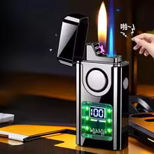 Intelligent Voice Control 3 Flame Butane Gas Lighter Creative Open Flame And Jet Blue Flame Dual Arc Pulse USB Electric Lighters
