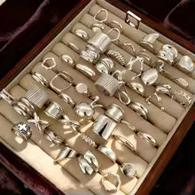 15Pieces Fashion Elegant Geometry Irregular Open Rings Set For Women Mix Style Simple Trendy Daily Jewelry Party Gifts