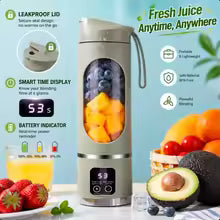 Portable Fruit Juicer 450ml Capacity 3 Gears USB Rechargeable Blender Ice Crusher for Shakes and Smoothies Juicer Cup BPA Free