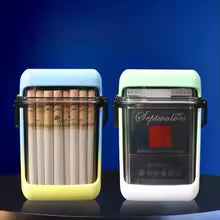 20pcs Large Capacity Cigarette Case with Tungsten Wire Cigarette Lighter USB Charging Waterproof Portable Cigarette Storage Box