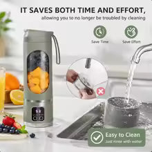 Portable Fruit Juicer 450ml Capacity 3 Gears USB Rechargeable Blender Ice Crusher for Shakes and Smoothies Juicer Cup BPA Free