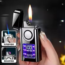 Intelligent Voice Control 3 Flame Butane Gas Lighter Creative Open Flame And Jet Blue Flame Dual Arc Pulse USB Electric Lighters