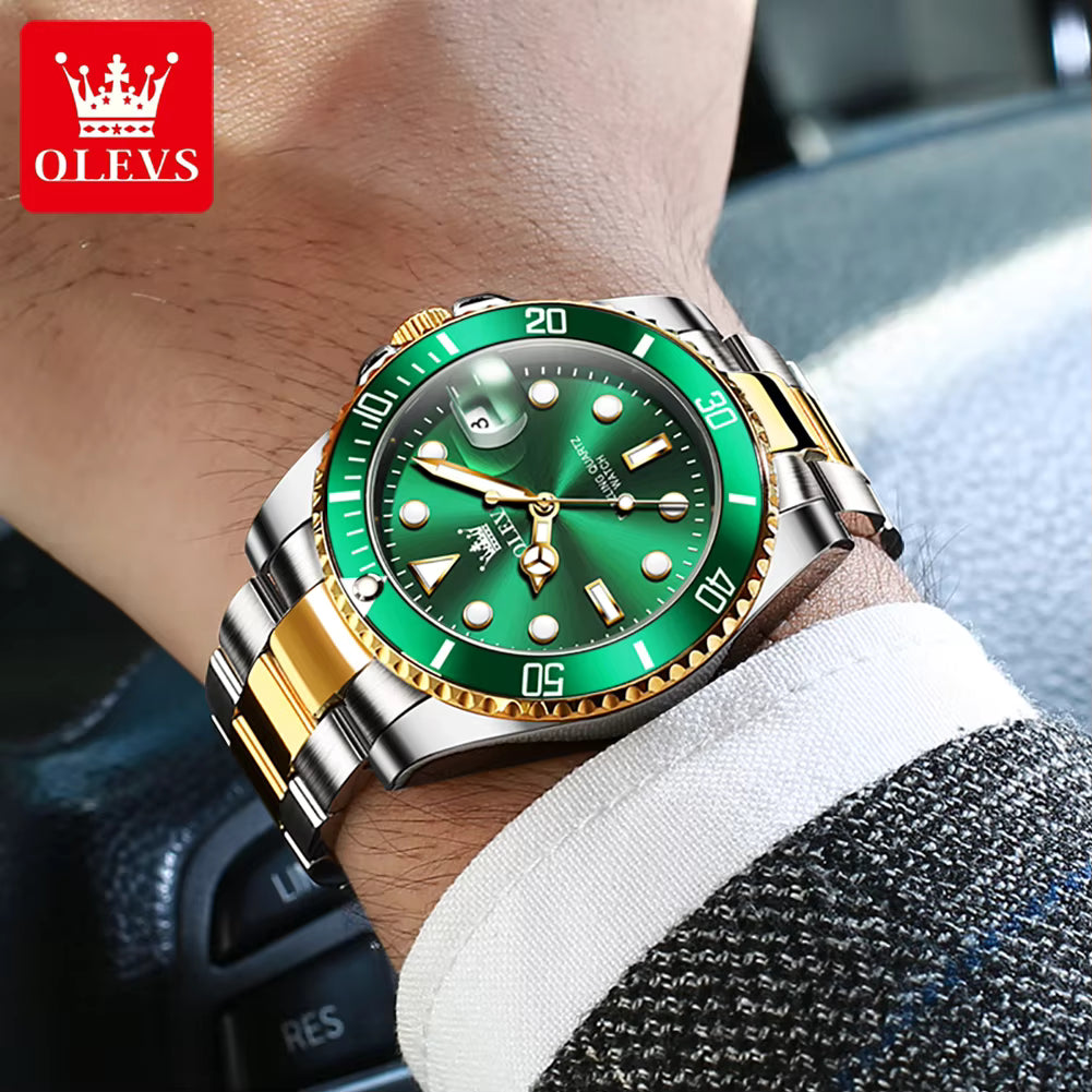 OLEVS 5885 Man Watch Original Brand Waterproof Quartz Watch Stainless Steel Strap Automatic Date Mens Gifts Watches For Man