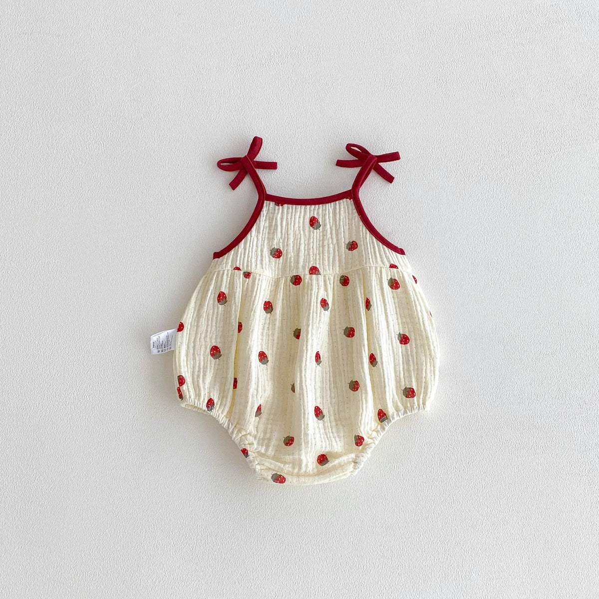 2026 Summer Cute Baby Bodysuit Strawberry Pattern Camisole One Piece Clothing Yellow Sleeveless Clothes for Toddler Girls