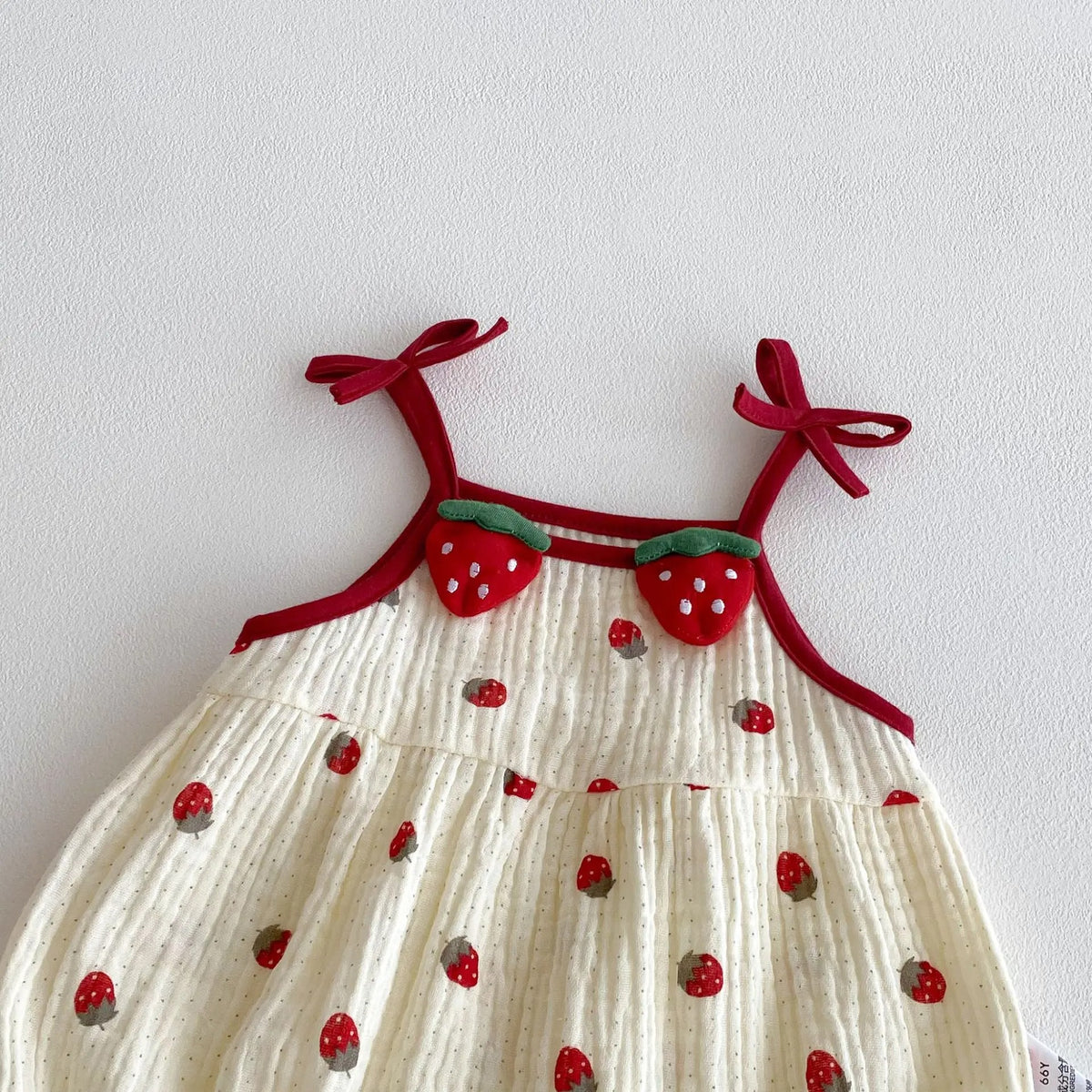2026 Summer Cute Baby Bodysuit Strawberry Pattern Camisole One Piece Clothing Yellow Sleeveless Clothes for Toddler Girls